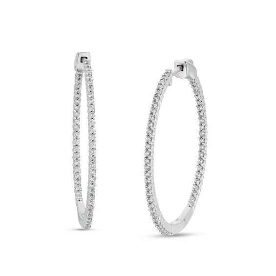 1 CT. T.w. Diamond Inside-Out Hoop Earrings in 10K White Gold
