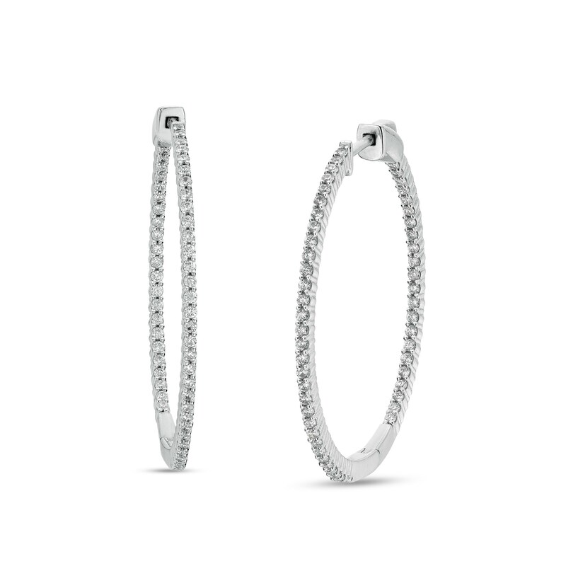 Main Image 1 of 1 CT. T.W. Diamond Inside-Out Hoop Earrings in 10K White Gold