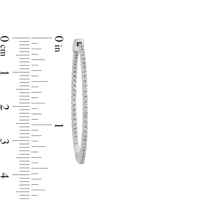 Main Image 3 of 1 CT. T.W. Diamond Inside-Out Hoop Earrings in 10K White Gold