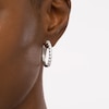 Thumbnail Image 2 of 2 CT. T.W. Diamond Oval Hoop Earrings in 10K White Gold