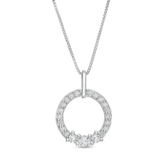 1/2 CT. T.w. Certified Lab-Grown Diamond Circle Pendant in 14K White Gold (F/Si2)