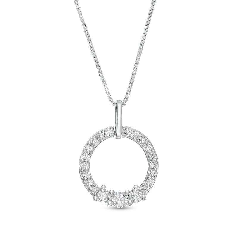 Main Image 1 of 1/2 CT. T.W. Certified Lab-Grown Diamond Circle Pendant in 14K White Gold (F/SI2)