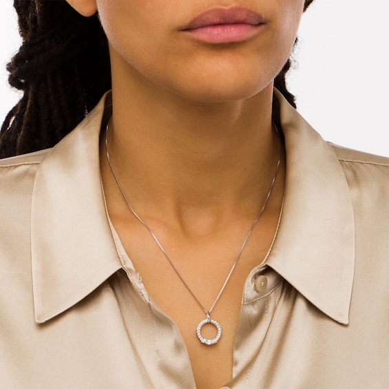 1/2 CT. T.w. Certified Lab-Grown Diamond Circle Pendant in 14K White Gold (F/Si2)