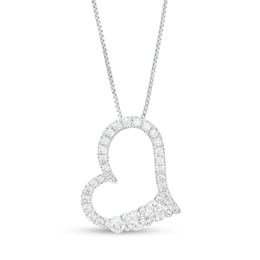 3/4 CT. T.W. Certified Lab-Grown Diamond Tilted Heart Pendant in 14K White Gold (F/SI2)