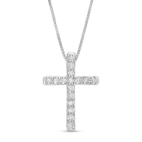 1/2 CT. T.w. Certified Lab-Grown Diamond Cross Pendant in 14K White Gold (F/Si2)