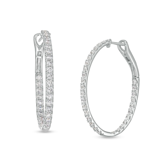 2 CT. T.w. Certified Lab-Grown Diamond Inside-Out Oval Hoop Earrings in 14K White Gold (F/Si2)