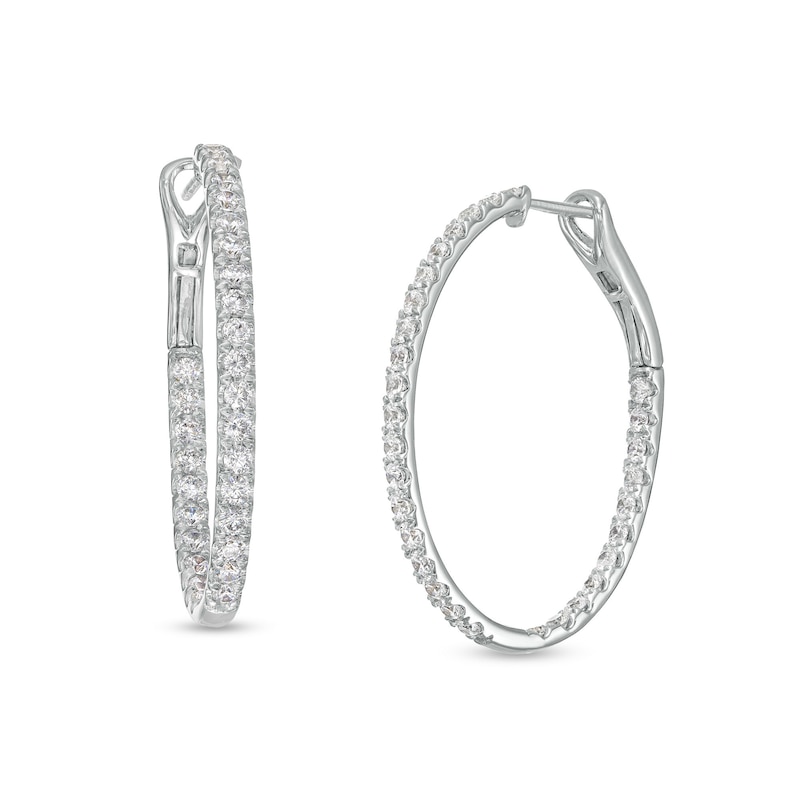 Main Image 1 of 2 CT. T.W. Certified Lab-Grown Diamond Inside-Out Oval Hoop Earrings in 14K White Gold (F/SI2)