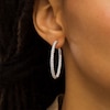 Thumbnail Image 2 of 2 CT. T.W. Certified Lab-Grown Diamond Inside-Out Oval Hoop Earrings in 14K White Gold (F/SI2)
