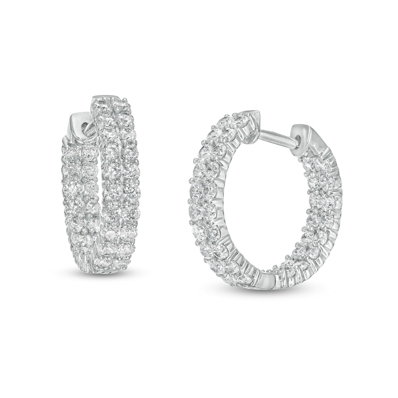 Main Image 1 of 2-1/2 CT. T.W. Certified Lab-Grown Diamond Double Row Inside-Out Hoop Earrings in 14K White Gold (F/SI2)