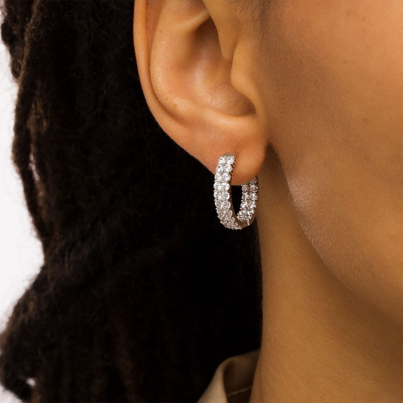Main Image 2 of 2-1/2 CT. T.W. Certified Lab-Grown Diamond Double Row Inside-Out Hoop Earrings in 14K White Gold (F/SI2)