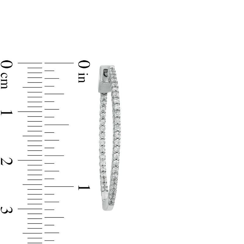 Main Image 3 of 3/4 CT. T.W. Diamond Inside-Out Hoop Earrings in 10K White Gold