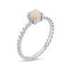 Thumbnail Image 3 of 5.0mm Opal Beaded Comfort-Fit Stackable Ring in 10K White Gold - Size 7