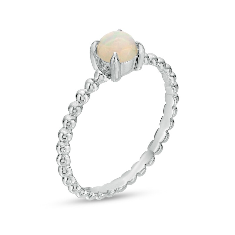 Main Image 3 of 5.0mm Opal Beaded Comfort-Fit Stackable Ring in 10K White Gold - Size 7