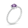 Thumbnail Image 3 of 5.0mm Amethyst Beaded Comfort-Fit Stackable Ring in 10K White Gold - Size 7
