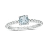 Thumbnail Image 0 of 5.0mm Aquamarine Beaded Comfort-Fit Stackable Ring in 10K White Gold - Size 7