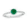 Thumbnail Image 1 of 5.0mm Emerald Beaded Comfort-Fit Stackable Ring in 10K White Gold - Size 7