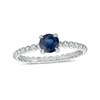 Thumbnail Image 1 of 5.0mm Blue Sapphire Beaded Comfort-Fit Stackable Ring in 10K White Gold - Size 7