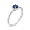 Thumbnail Image 3 of 5.0mm Blue Sapphire Beaded Comfort-Fit Stackable Ring in 10K White Gold - Size 7