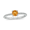 Thumbnail Image 1 of 5.0mm Citrine Beaded Comfort-Fit Stackable Ring in 10K White Gold - Size 7