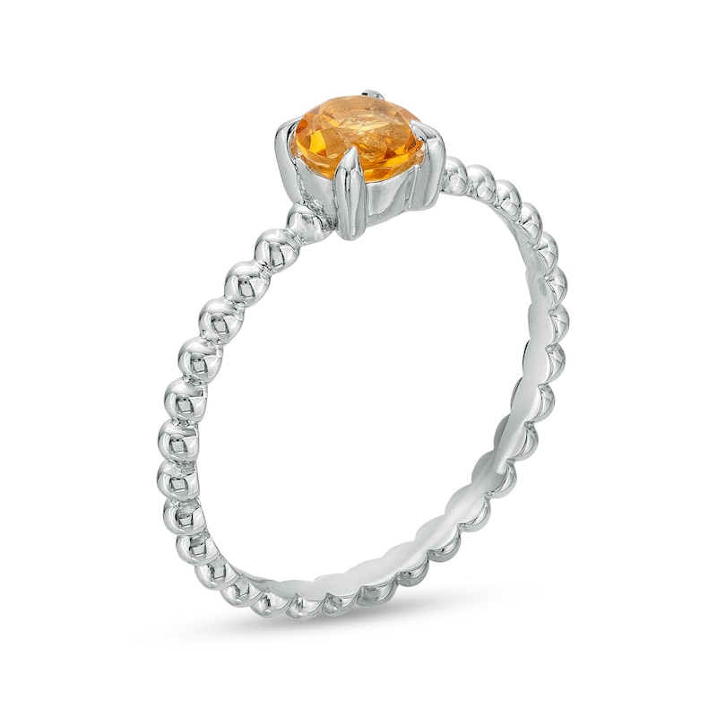 Main Image 3 of 5.0mm Citrine Beaded Comfort-Fit Stackable Ring in 10K White Gold - Size 7