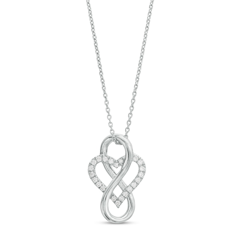 1/6 CT. T.W. Diamond Heart in Infinity Loop Necklace in Sterling Silver