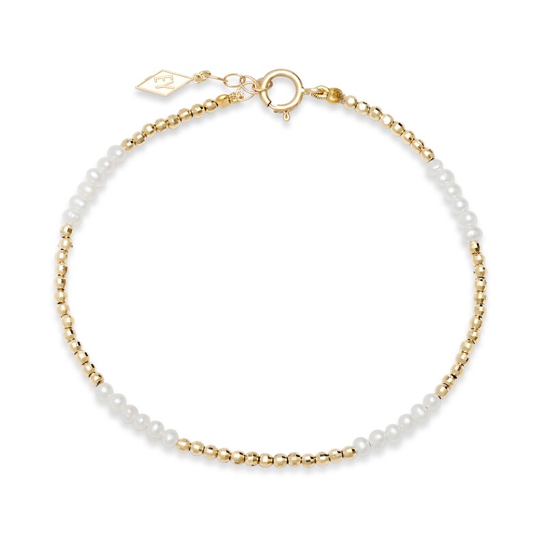 Elliot Young Natural Freshwater Pearl and Bead Alternating Bracelet in 14K Gold – 7.25"