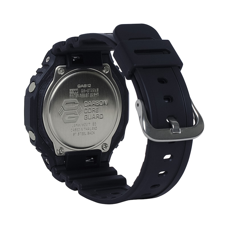 Men's Casio G-Shock Classic Virtual Blue Series Black Resin Strap Watch with Black Dial (Model: GA2100VB-1A)