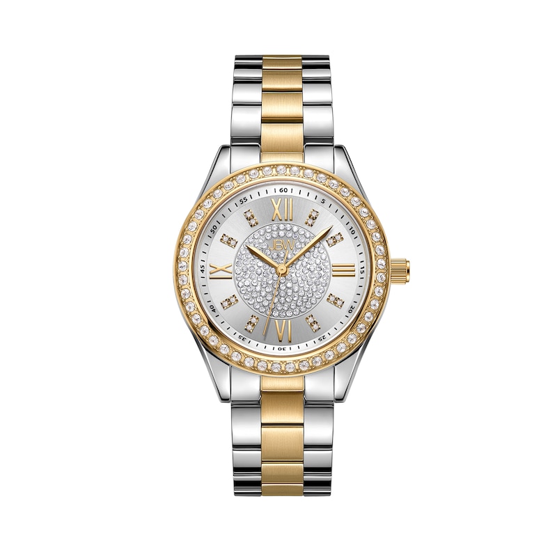 Main Image 1 of Ladies' JBW Mondrian 1/6 CT. T.W. Diamond and Crystal Accent Two-Tone Watch with Silver-Tone Dial (Model: J6388C)