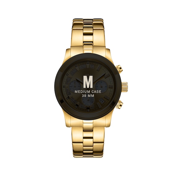 Ladies' JBW Alessandra Diamond and Crystal 18K Gold Plate Chronograph Watch with Gold-Tone Dial (Model: Jb-6217-E)
