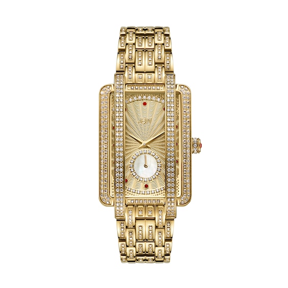 Ladies' Limited Edition JBW Mink PS Diamond and Ruby Accent 18K Gold Plate Watch with Rectangular Dial (Model: Ps505A)