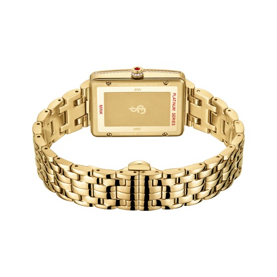 Ladies' Limited Edition JBW Mink PS Diamond and Ruby Accent 18K Gold Plate Watch with Rectangular Dial (Model: Ps505A)