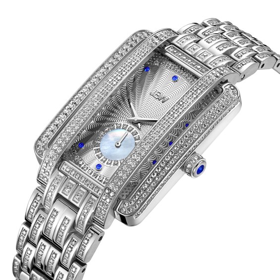 Ladies' Limited Edition JBW Mink PS Diamond and Blue Sapphire Accent Watch with Rectangular Dial (Model: Ps505B)