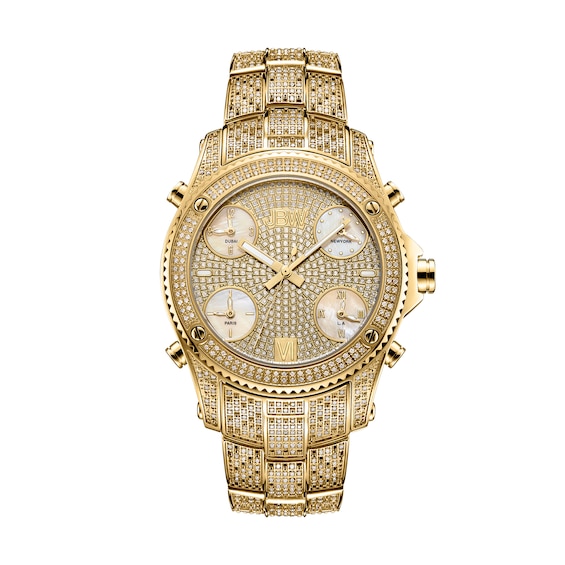 Men's Limited Edition JBW Jet Setter PS Diamond Accent 18K Gold Plate Watch with Gold-Tone Dial (Model: Ps550A)