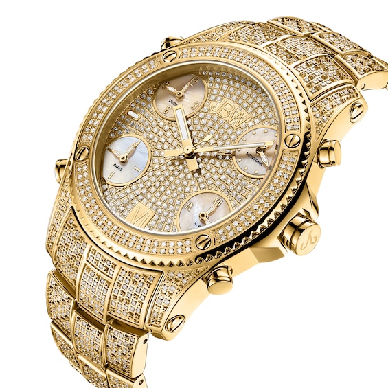 Men's Limited Edition JBW Jet Setter PS Diamond Accent 18K Gold Plate Watch with Gold-Tone Dial (Model: Ps550A)