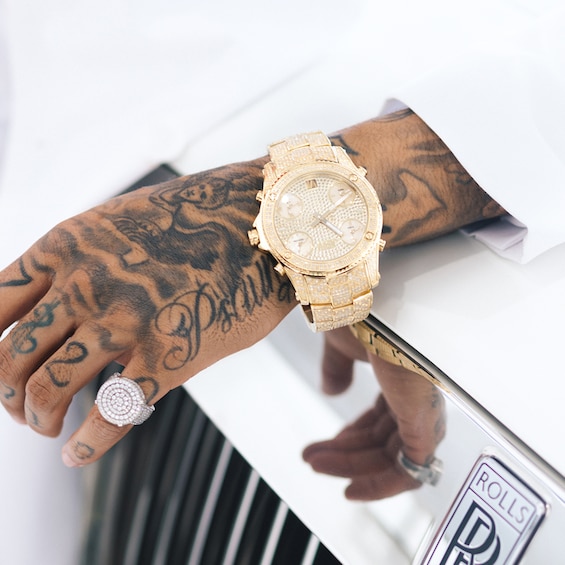 Men's Limited Edition JBW Jet Setter PS Diamond Accent 18K Gold Plate Watch with Gold-Tone Dial (Model: Ps550A)