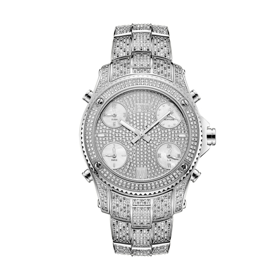 Men's Limited Edition JBW Jet Setter PS Diamond Accent Watch with Silver-Tone Dial (Model: Ps550B)
