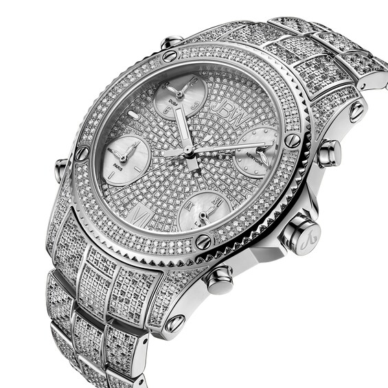 Men's Limited Edition JBW Jet Setter PS Diamond Accent Watch with Silver-Tone Dial (Model: Ps550B)