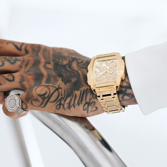 Men's Limited Edition JBW Echelon PS Diamond and Ruby Accent 18K GP Chronograph Watch with Tonneau Dial (Model: Ps570A)