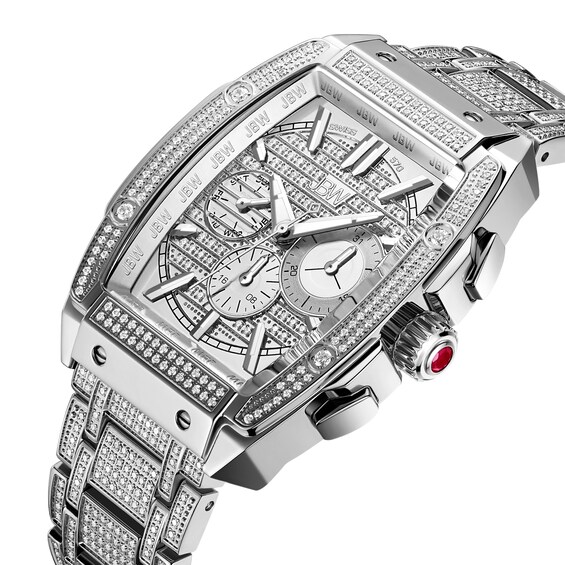 Men's Limited Edition JBW Echelon PS Diamond and Ruby Accent Chronograph Watch with Tonneau Dial (Model: Ps570B)