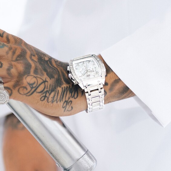 Men's Limited Edition JBW Echelon PS Diamond and Ruby Accent Chronograph Watch with Tonneau Dial (Model: Ps570B)