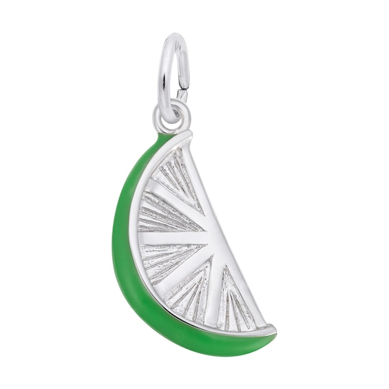Rembrandt CharmsÂ® Green Enamel Lime Slice in Sterling Silver