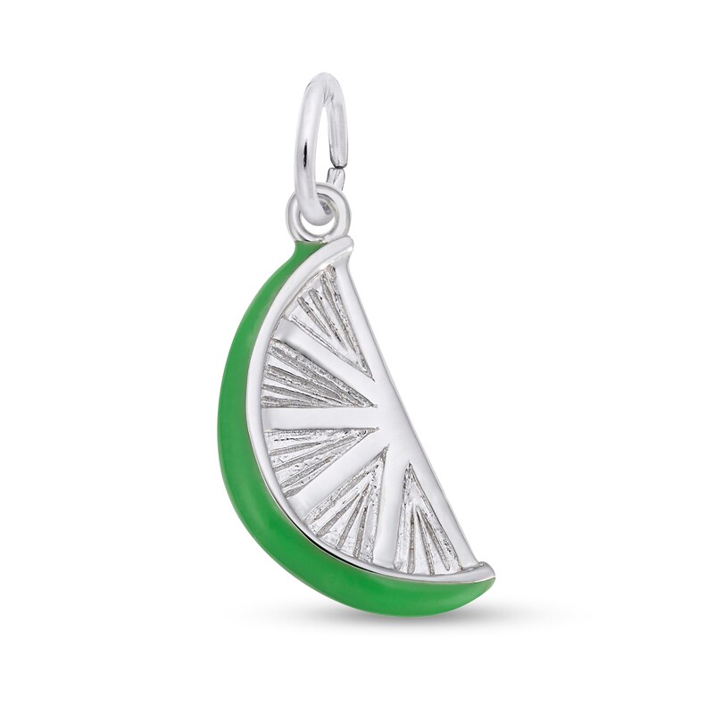 Main Image 1 of Rembrandt Charms® Green Enamel Lime Slice in Sterling Silver