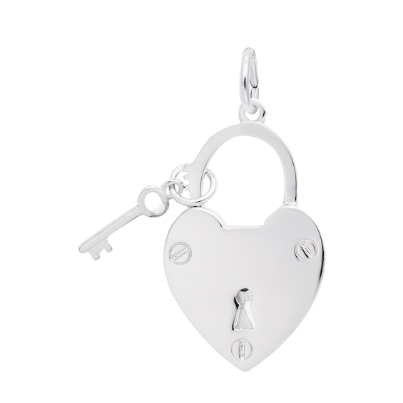 Rembrandt Charms® Heart-Shaped Lock with Key in Sterling Silver