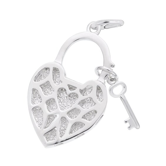 Rembrandt CharmsÂ® Heart-Shaped Lock with Key in Sterling Silver