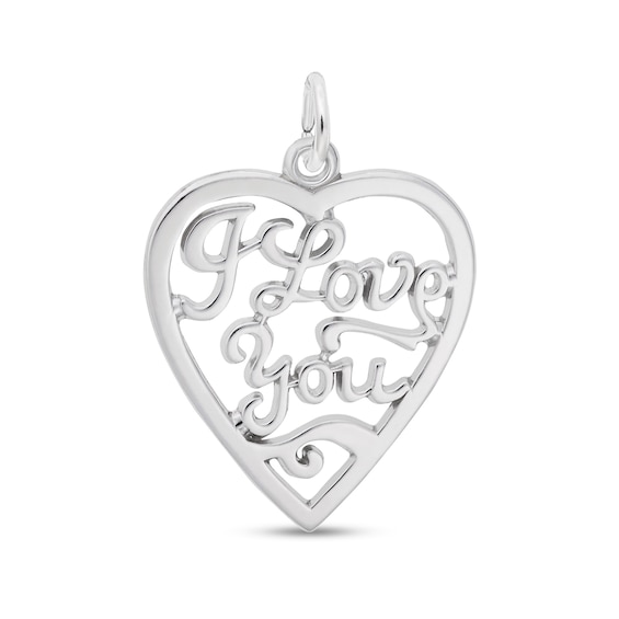 Rembrandt CharmsÂ® Cursive I Love You Heart in Sterling Silver