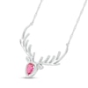 Thumbnail Image 2 of Pear-Shaped Lab-Created Ruby and Diamond Accent Deer with Antlers Necklace in Sterling Silver