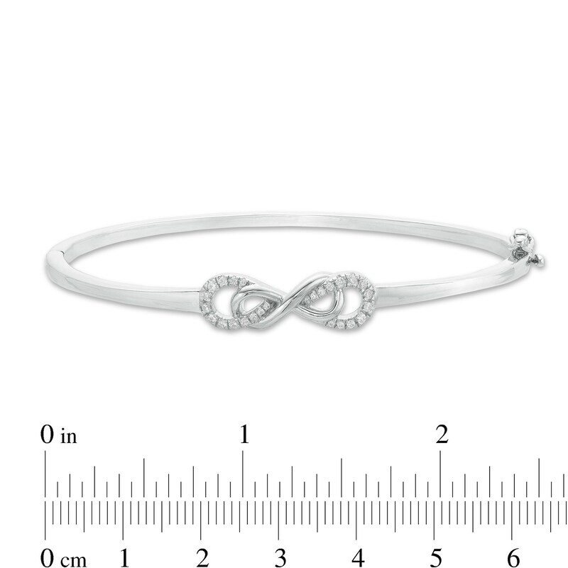Main Image 3 of 1/5 CT. T.W. Diamond Double Infinity Loop Bangle in Sterling Silver