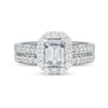 Thumbnail Image 3 of 1-3/4 CT. T.W. Emerald-Cut Diamond Frame Bridal Set in Platinum (I/SI2)