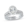 Thumbnail Image 1 of 1-3/4 CT. T.W. Oval Diamond Scallop Frame Bridal Set in Platinum (I/SI2)