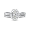Thumbnail Image 3 of 1-3/4 CT. T.W. Oval Diamond Scallop Frame Bridal Set in Platinum (I/SI2)